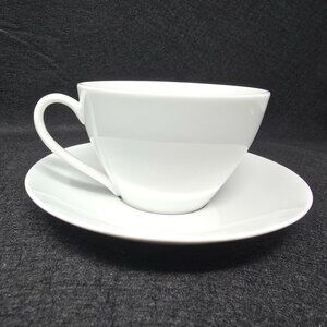 Crate & Barrel Porcelain White Cup & Saucer Set 12 oz Vietnam - Four Available